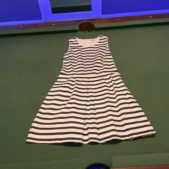 Gap Womens Blue White Horizontal Striped Midi Skirt Pockets Size 4 Like New - Picture 1 of 8